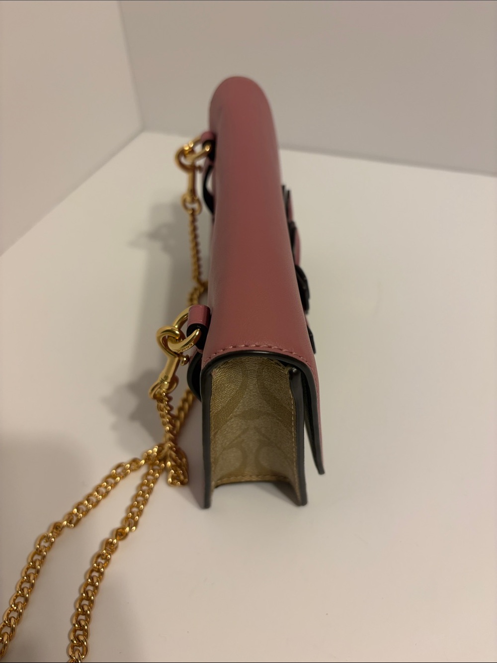Coach Pink Floral Appliqué Crossbody with Gold Chain - Picture 4 of 11